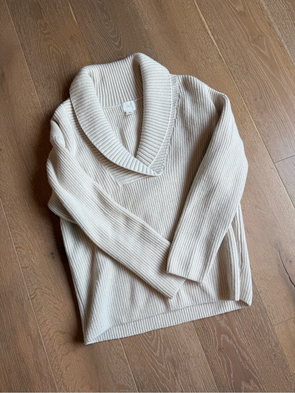 Thick oversized shawl neck sweater